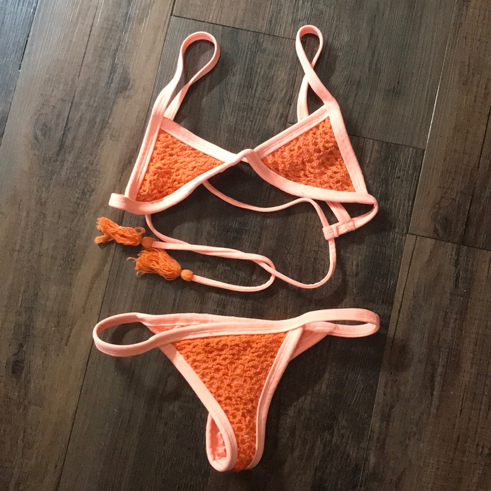 BNWOT Small bright orange posh pua bikini
